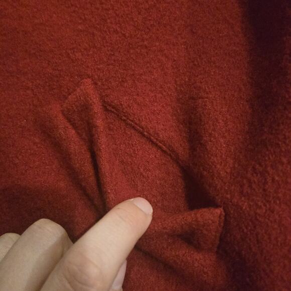 Vintage HERMAN GEIST XL Red Boiled Wool With Hood Button Down Jacket Warm - Picture 5 of 7